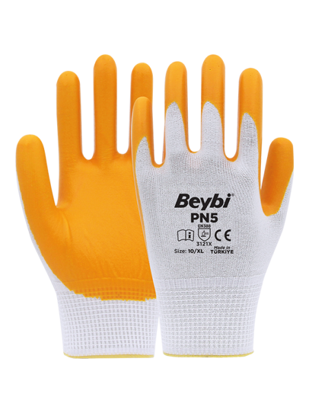 BEYBİ PN5 SARI NİTRİL KAPLI ELDİVEN
